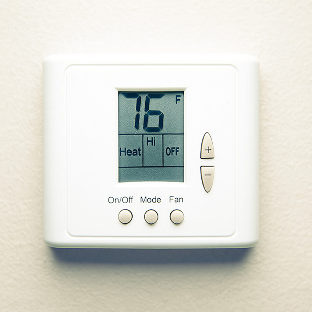 digital thermostat on a wall