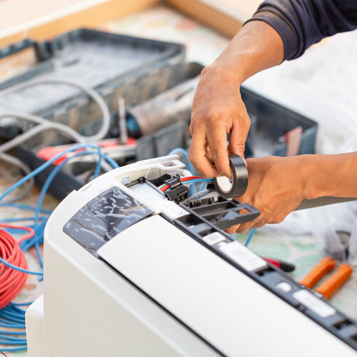 work being done on a condenser motor