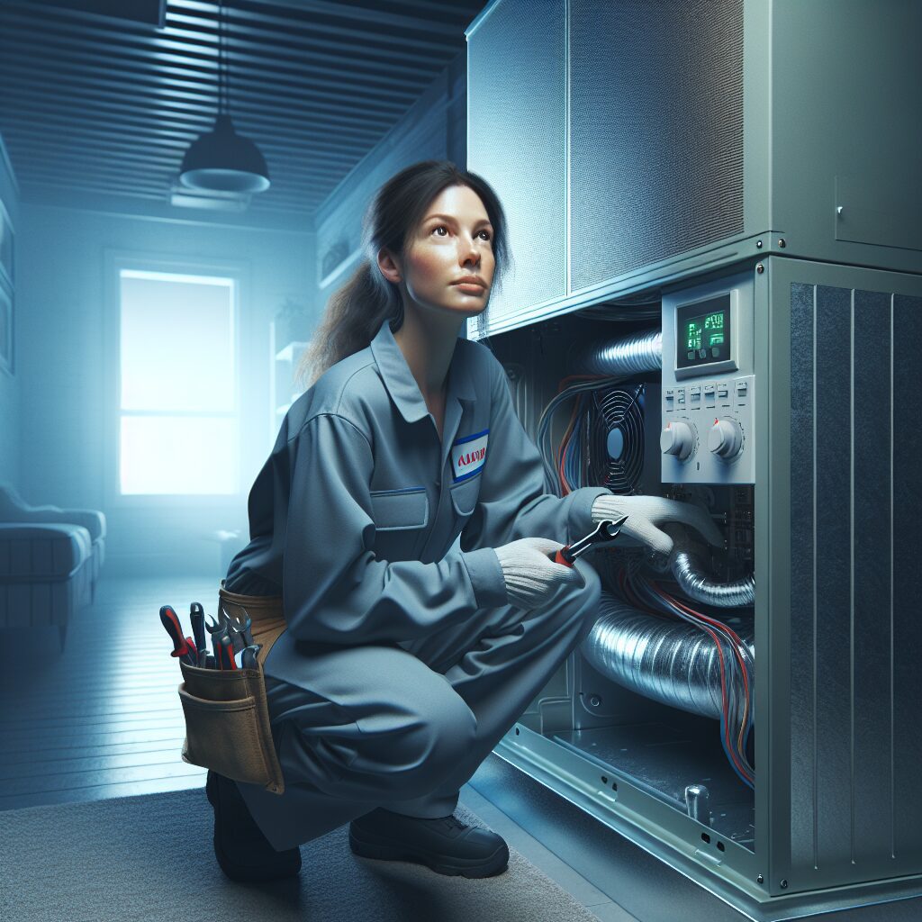 tech working on unit inside